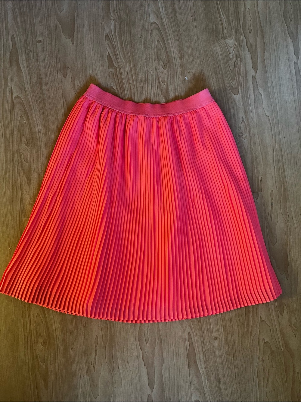 Pleated A-Line Skirt in Neon Coral Pink